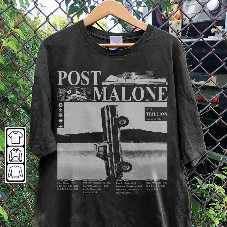 

Vintage Post Malone Shirt Posty Album F1 Trillion Tour 2024 MM996 Unisex T-Shirt S