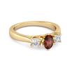 Garnet Elegant Three Stone Ring - 925 Sterling Silver Gold Vermeil
