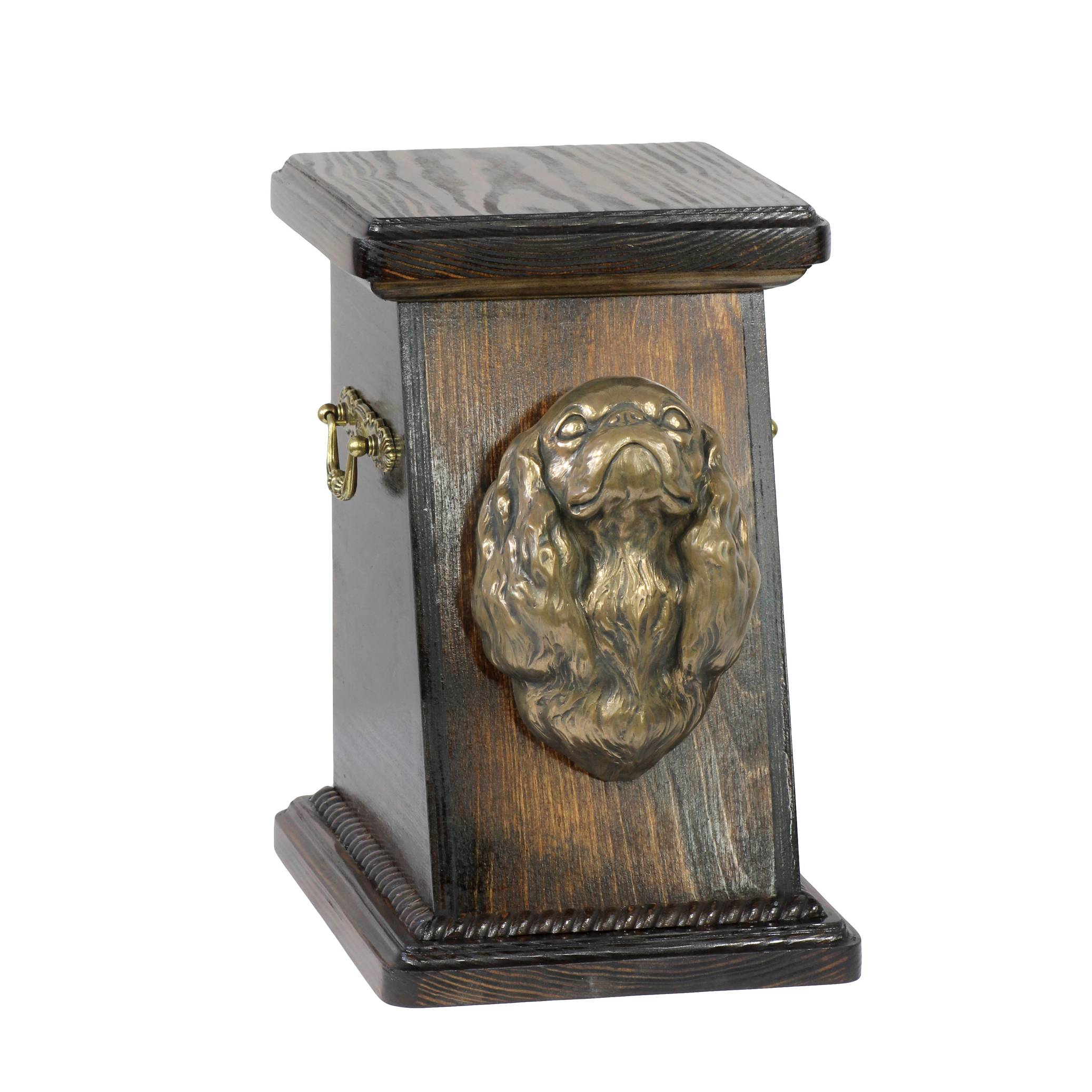 

Cavalier King Charles Spaniel - urn for dog ashes, elegant urn with a statue, commemorative urn with a bust of a dog by Art-Dog brand коричневий