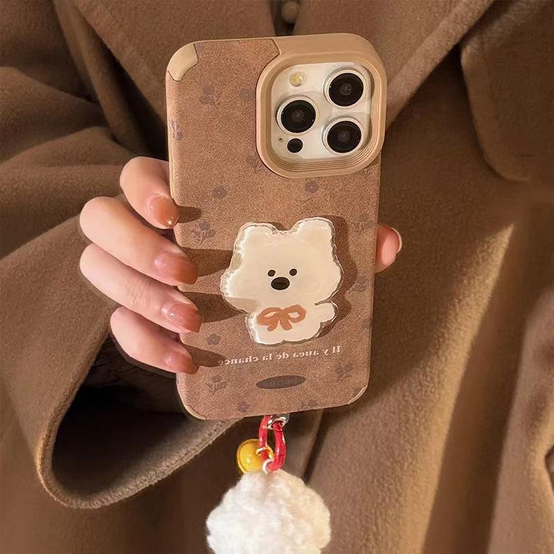 Applicable To Ins Three-dimensional Dog IPhone 16promax Apple 15Promax Mobile Phone Case 12 Bracelet Cartoon 14