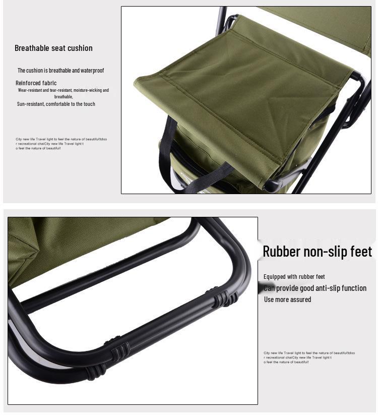 Portable Folding Ice Chest Chair with High Backrest for Comfortable Outdoor Camping, Fishing, and Barbecue