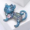 1pc Metal Women Enamel Casual Flower Animal Gifts Rhinestone Brooch Pins Cat Brooches