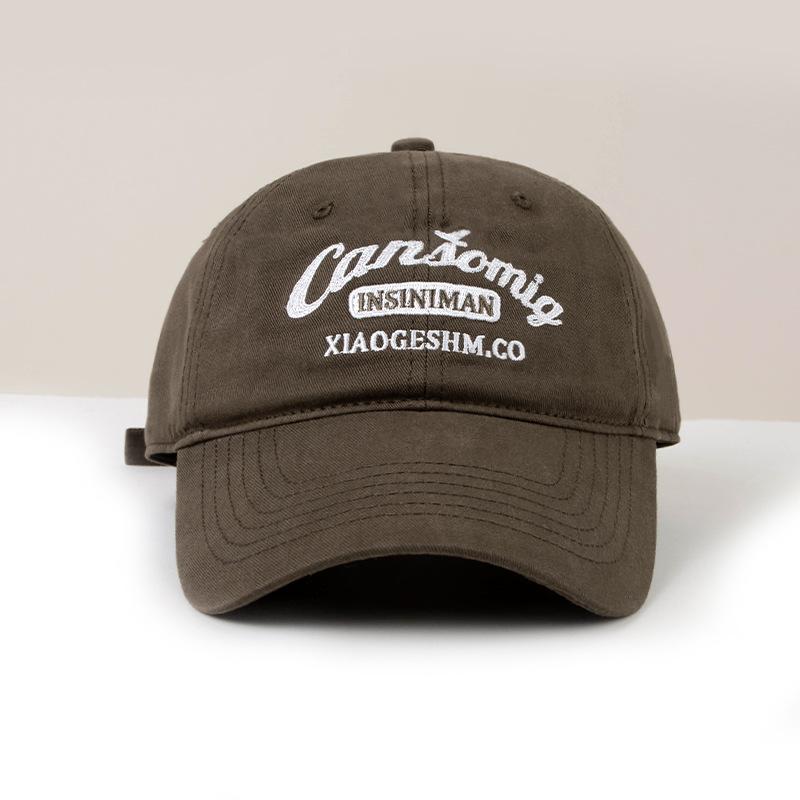 

High quality soft top embroidered baseball cap women s spring and summer wide hat enlarged and deepened brim versatile face cap темно-коричневого