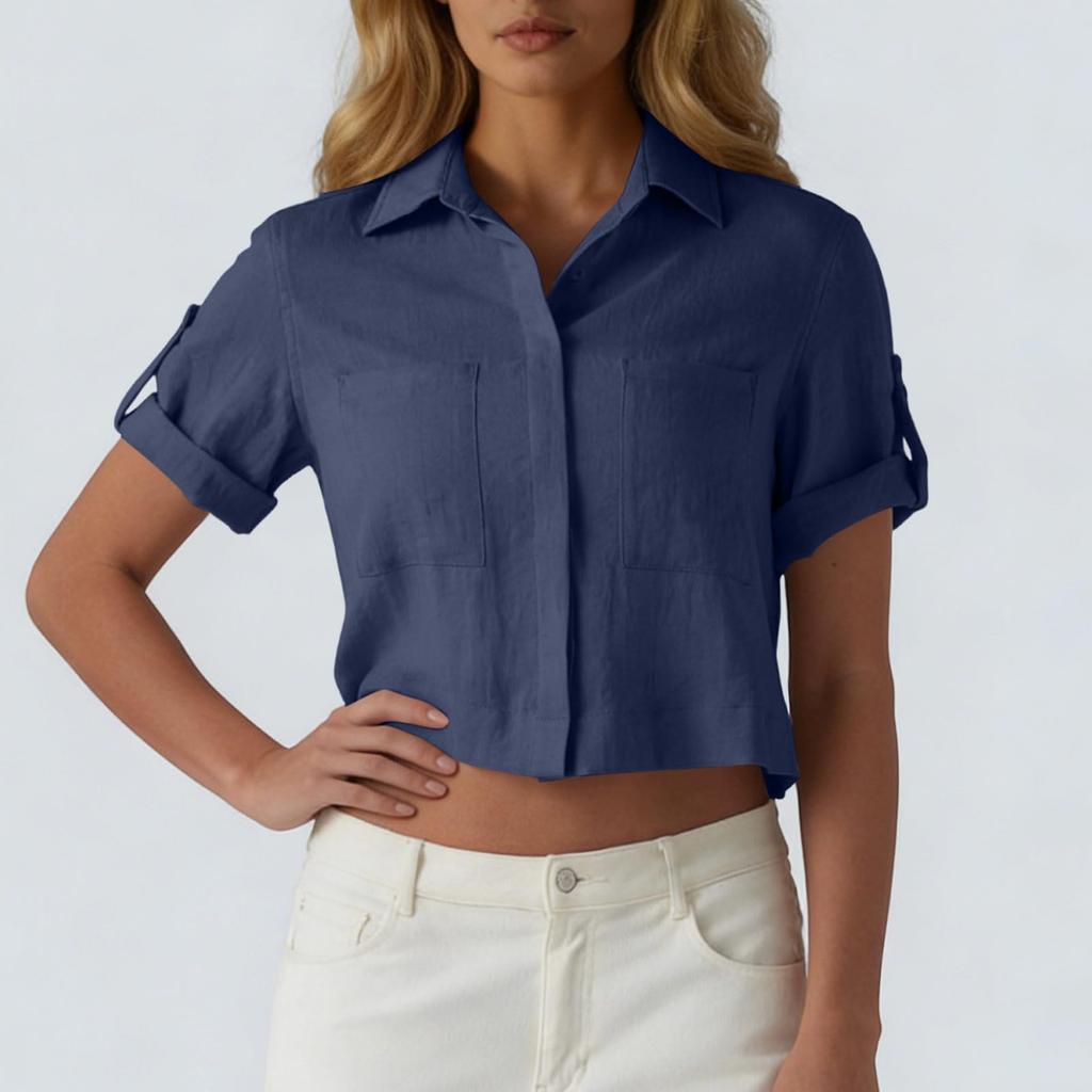 Top Primaverili da Donna Camicetta Casual a Bottoni Manica Corta Camicie Estive da Donna Vestibilità Larga Camicie Estive da Donna