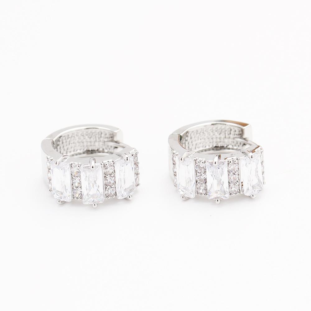 Japan and Korea light luxury micro-inlaid rectangular zircon earrings temperament fashion niche design high-end earrings earrings