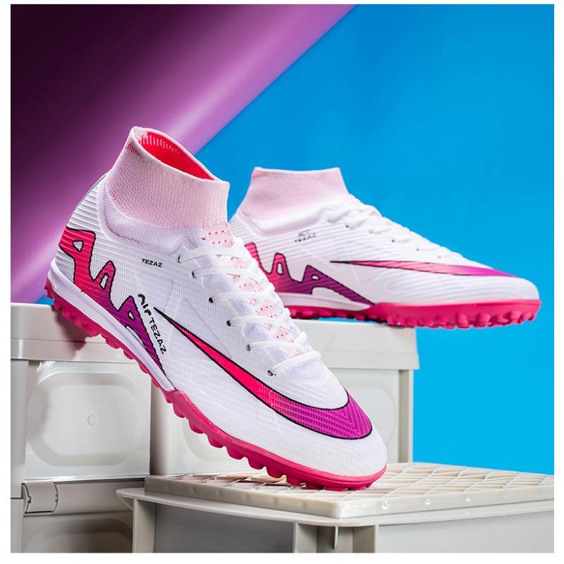 Outdoor Seamless Fly-woven Football Shoes for Men's High-top Students with Broken Nails and Spikes for Grass Game Training Football Shoes