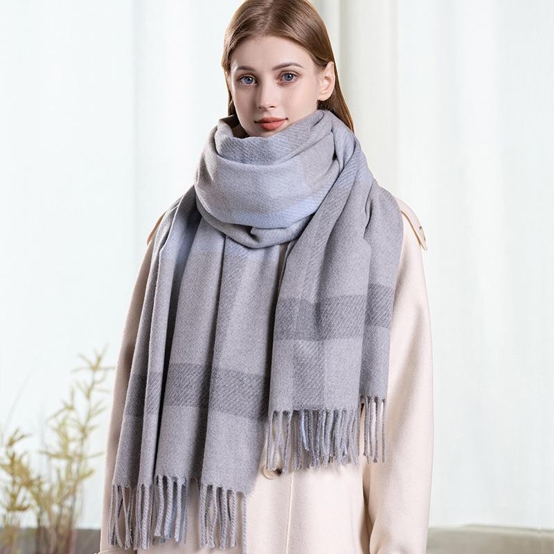 Warm Wool Scarf for Women Winter Plaid Design Soft Wear Open Scarves Female High Quality