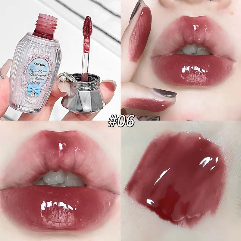 LUCKGO Crystal Moisture Lip Essence: Honey Mirror Plumping Lipstick Gloss