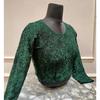 Dark Green Beautiful Embroidery Blouse Indian Bollywood Round Neck Ethnic Choli