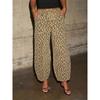 Womens Loose Fit Leopard Print Denim Pants Casual Street Style Jeans