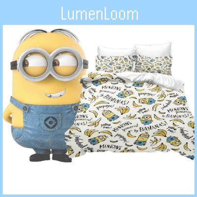 Duvet Cartoon Minions Cover And Pillowcase Set Cotton Cute Printed Quilt Cover