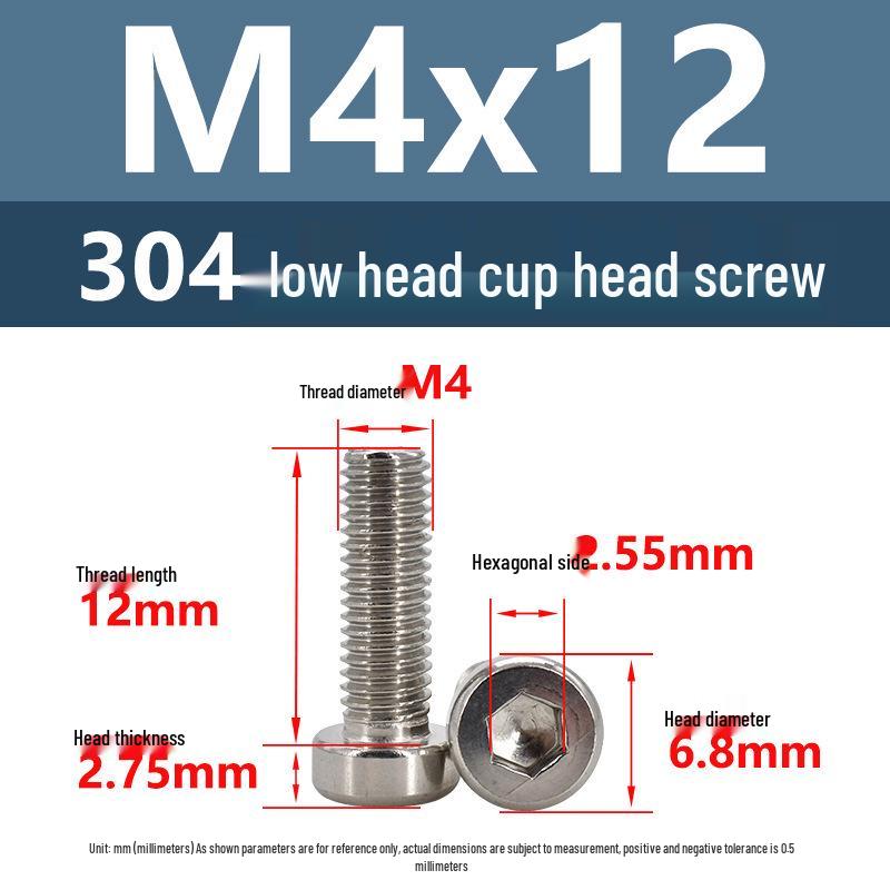 304 Edelstahl Flachkopf Innensechskant Maschinenschrauben M3-M10