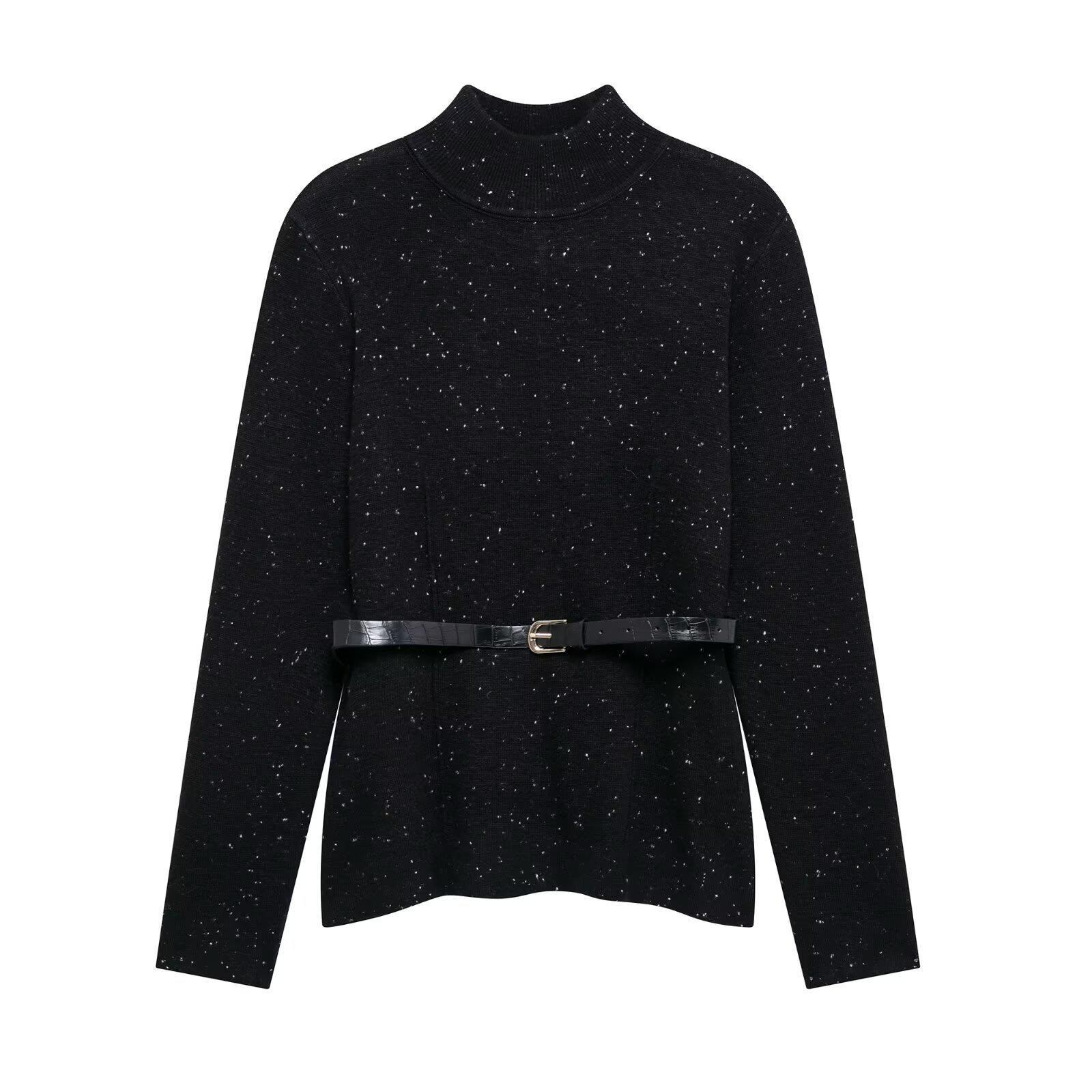 

2024 Women s Street Fashion Knit Sweater with Belt - Winter Collection Large