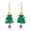 Crystal Christmas Tree Earrings Colorful Rhinestone Imitation Pearl Earrings  Christmas