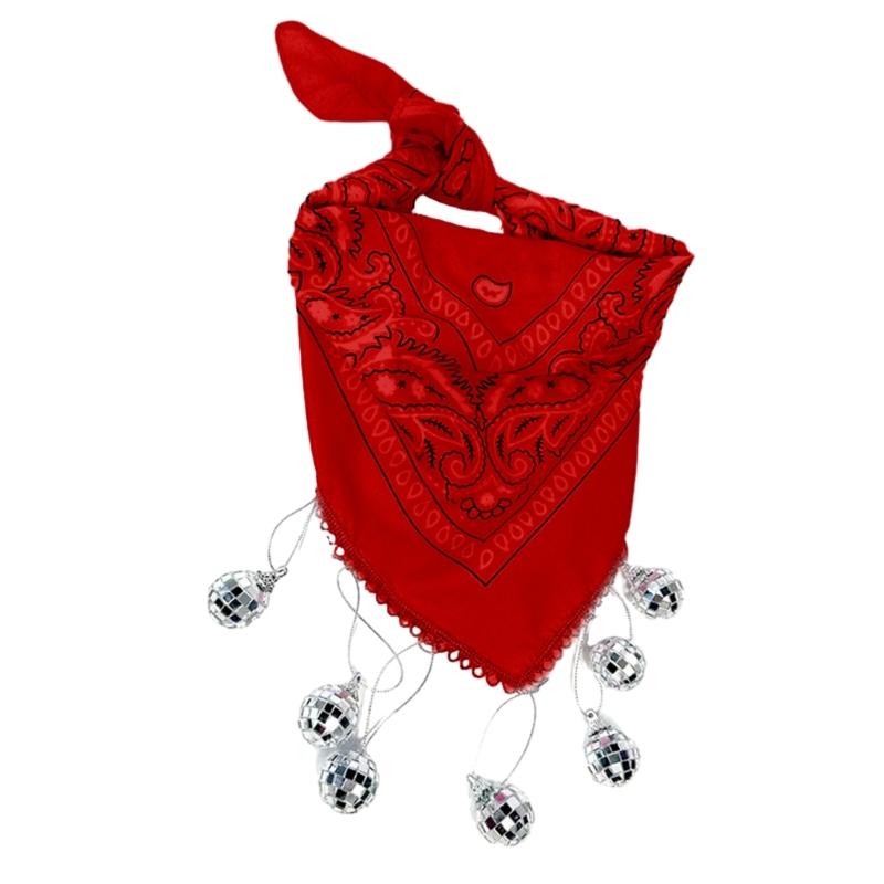 Western Disco Fringed Bandana for Bridal Shower Vintage Cowgirl Headscarf Costume Female Bandana Night Club Party Wear