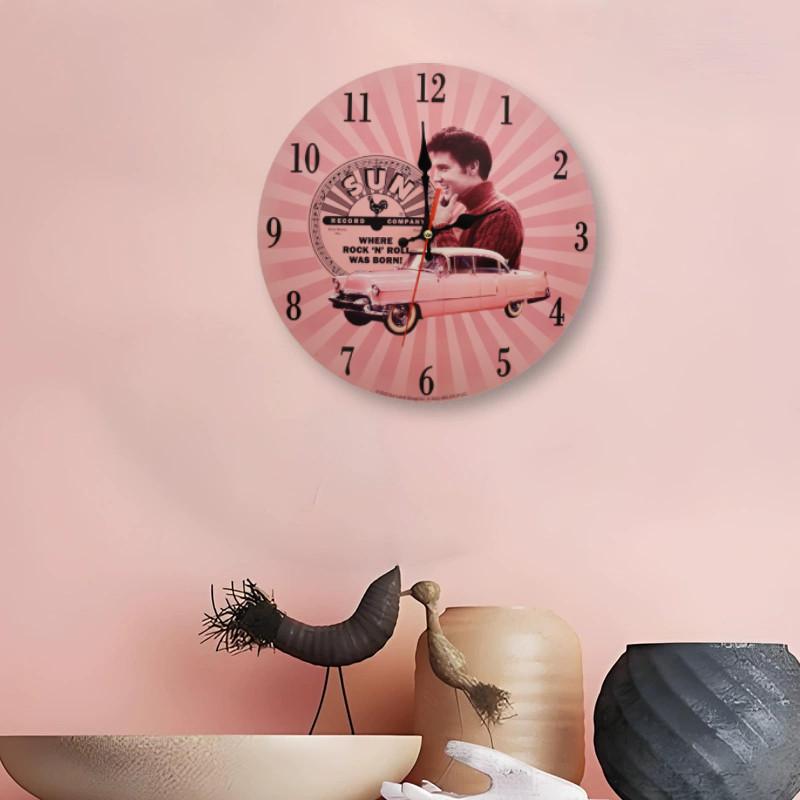 Minimally Retro Elvis Presley Patterned Wall Clock For Living Room Decor
