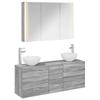 Bathroom Furniture Set 4 Pcs Grey Sonoma Engineered Wood and Glass