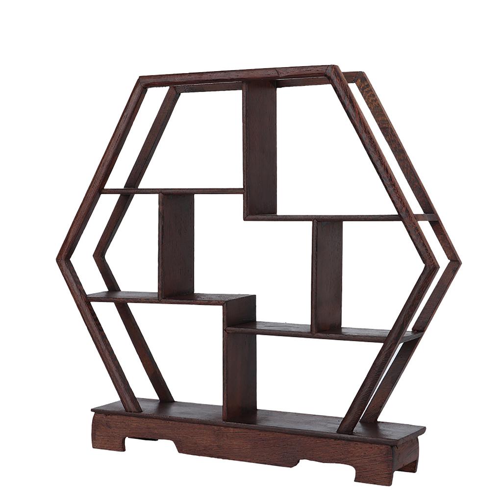 Home Carving Crafts Rack Antique Display Rack Flower Pot Rack Desk Decoration (Hexagonal)