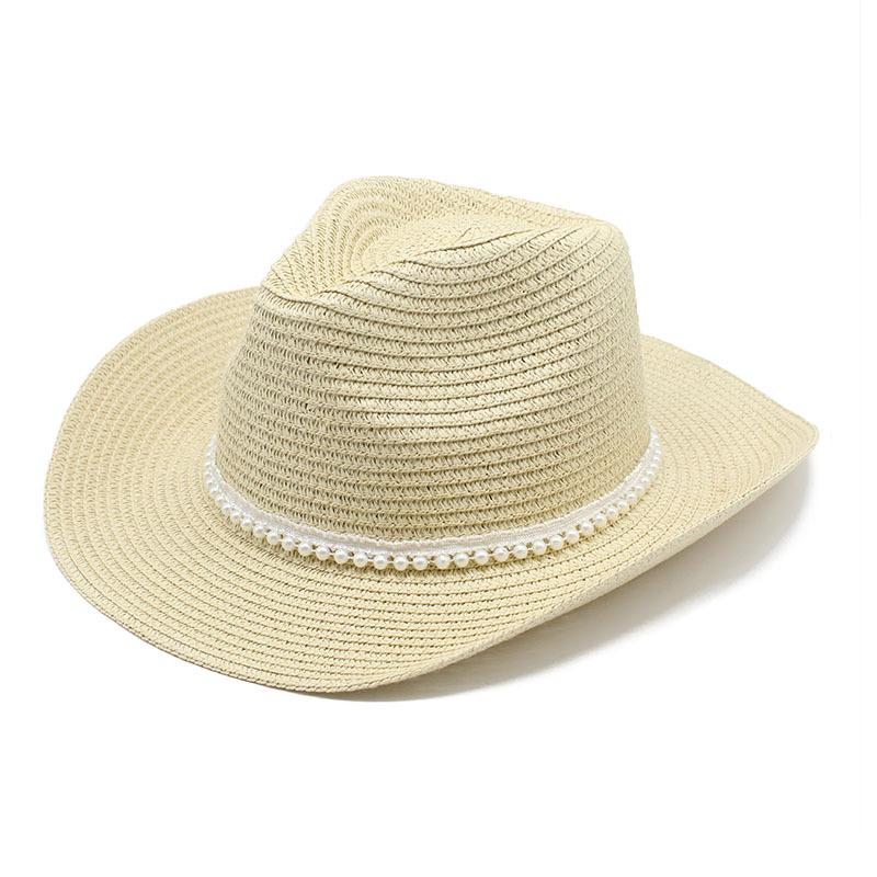 Western Cowboy Straw Hat Couple Outdoor Seaside Beach Hat Sunscreen Visor Hat Big Eaves Hat