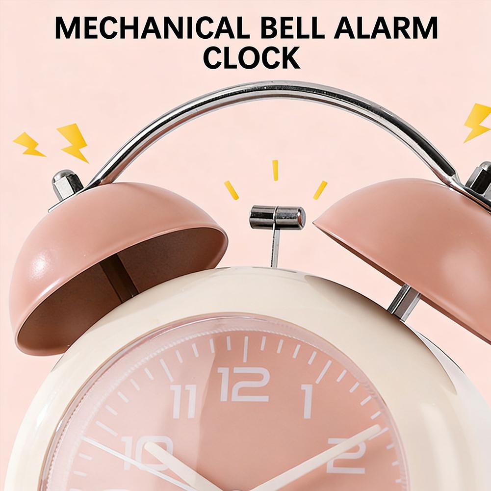 Cartoon Mini Alarm Clock Retro Twin-Bell Loud-Analog Alarm Clock for Heavy Sleeper Practical Kid Room Desk Table Clock