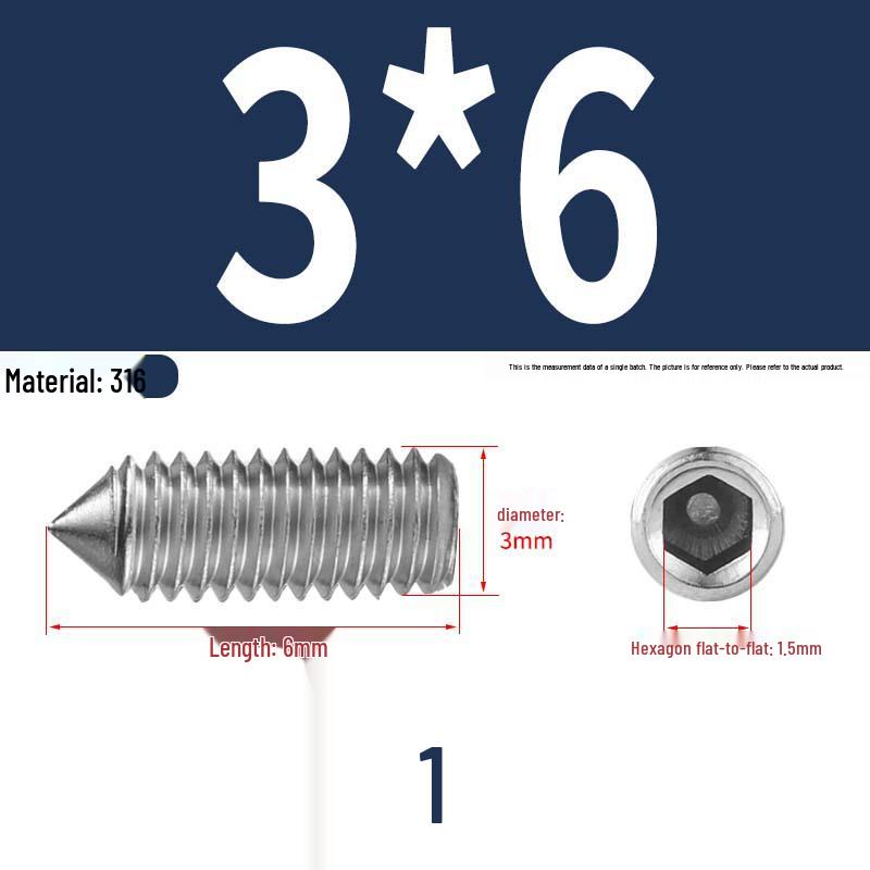 12.9 Edelstahl 304 Innensechskant Kegelspitze Gewindestift M2/M3