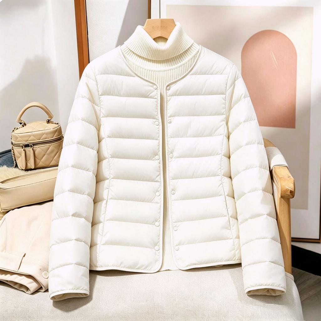 New light and thin crew neck cotton-padded clothes women's short slim-fitting warm liner jacket versatile and thin cotton clothes