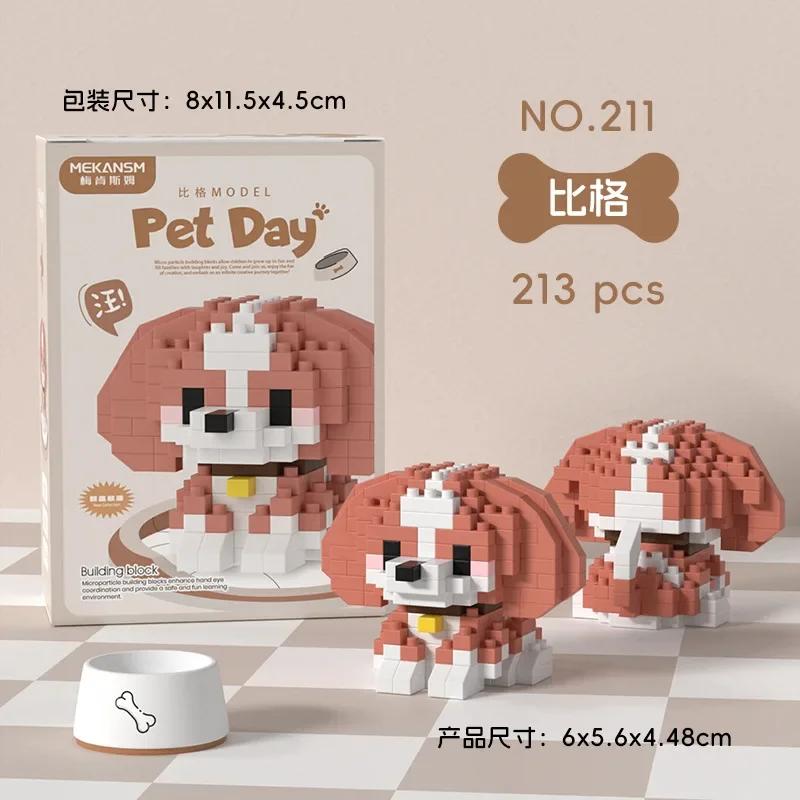 Mini Micro Assembled Building Blocks for Kids Cartoon Pet Puppy Puzzle Assembling Bricks Toys Table Decoration Children Gifts