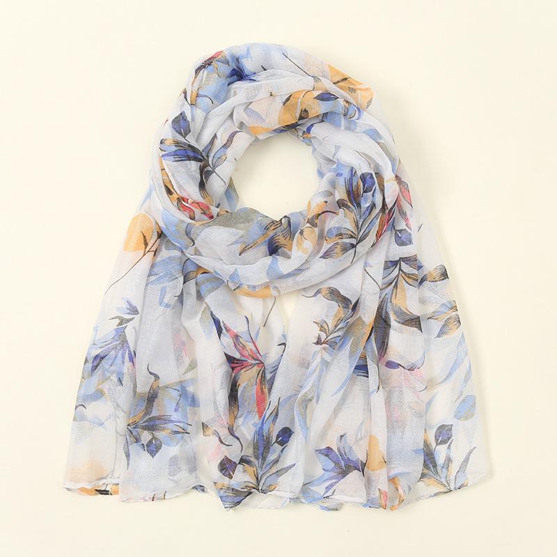 Winter Breathable Retro Floral Cotton Viscose Shawls Scarf Lady High Quality Wrap Pashmina Stole Bufandas Muslim Hijab 180*85Cm