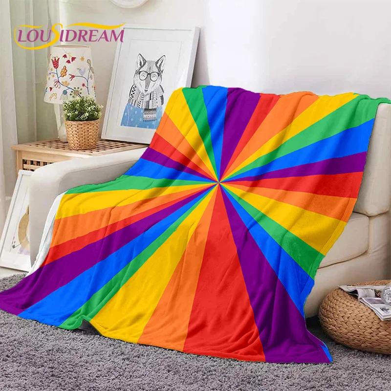 Rainbow Colour Illusion Cartoon Soft Flannel Blankets,Throw Blanket Comfortable Blanket for Picnic Beds Sofa Home Bedroom Gifts