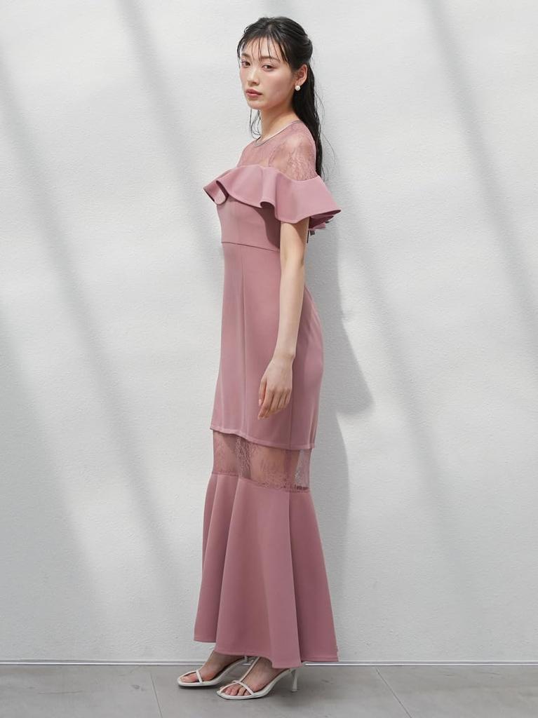 Sheer Mermaid Dress SWCO252044 ROSE [Snidel] Décolleté Women's