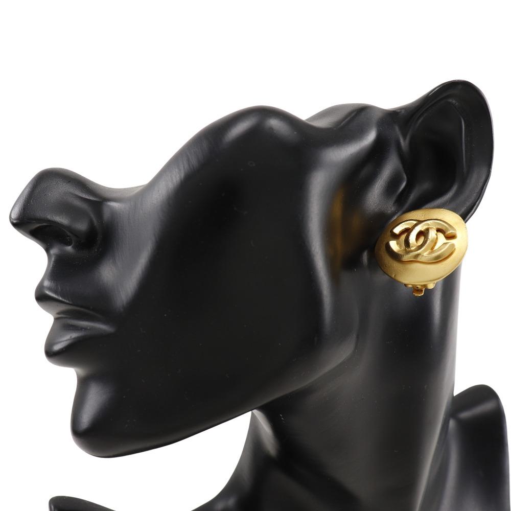 Chanel COCO Mark Earring Vintage Plated Gold 20.9g Women Used