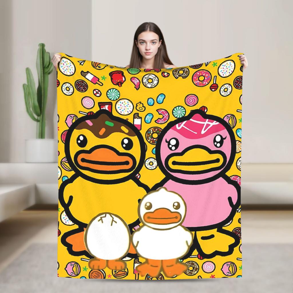 Yellow Duck Families Blanket Warm Soft Graphic Plush Throw Blanket For Child Couch Bed Flannel Bedspread Bed Cover