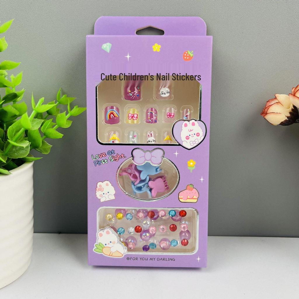 Children's Wearable Custom Nail Stickers - Cute European & American Jelly Glue Fingernail Tips