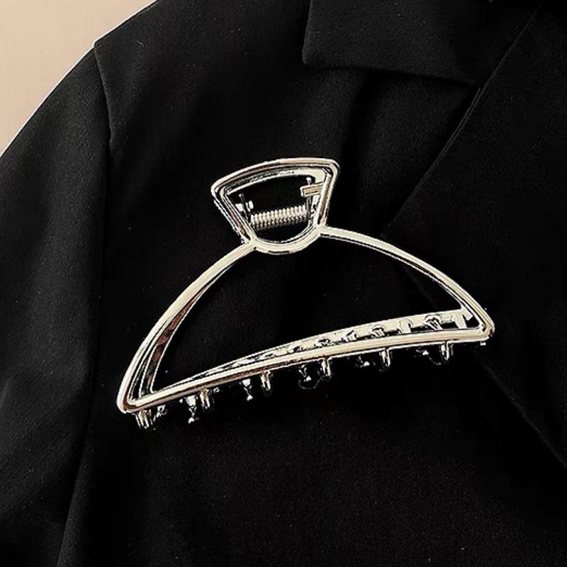 Silver Metal Geometric Shark Hair Clip for Thick Hair