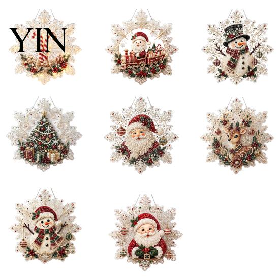Weihnachts Bastelsets für Erwachsene Perlmutt Malerei Sonnenfänger Kunst-Set, Acryl Schneeflockenform Brett Dekorative Edelstein Schmucksteine Sets mit