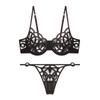 New French sexy underwear women's big breasts show small gathering bra ultra-thin breathable mesh embroidered bra