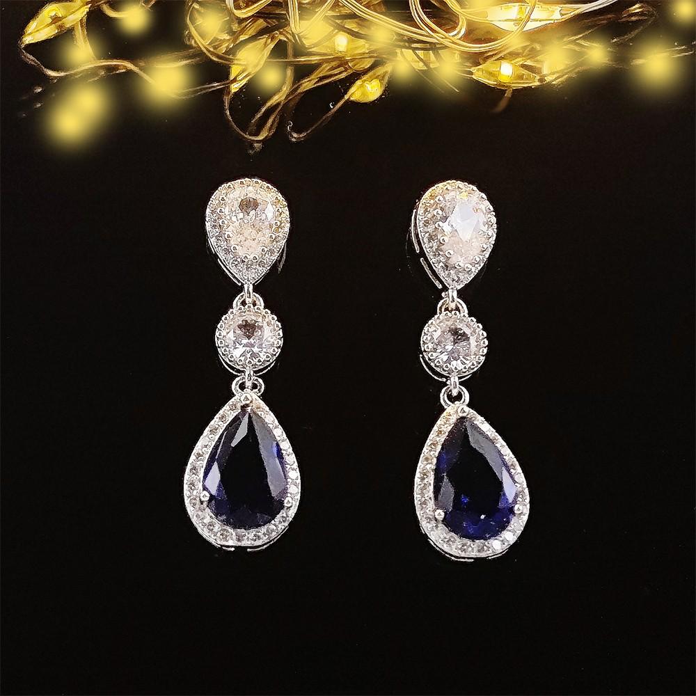 

Сверкающие серьги-подвески с кристаллами циркона голубого цвета для женщин e6578 синий