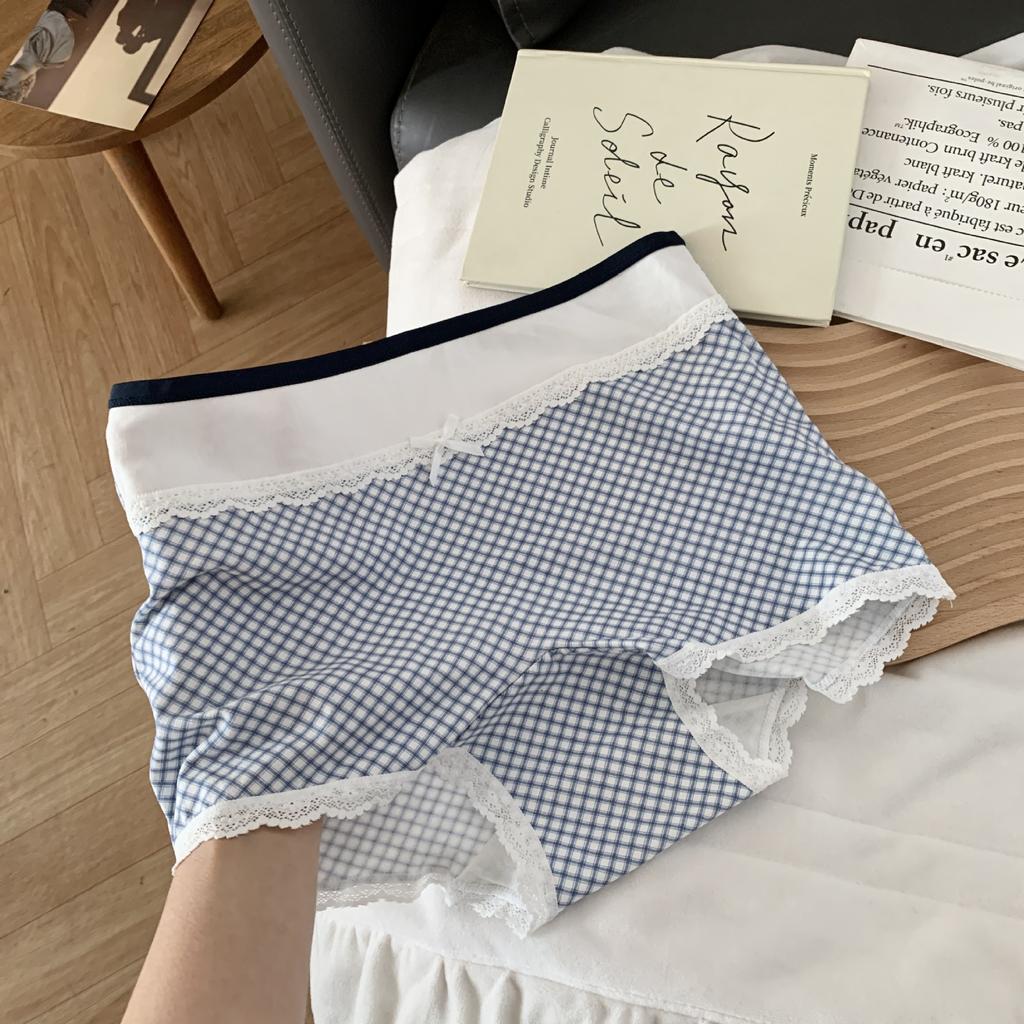 Slip da Donna Primavera Estate a Strisce Pingham Colore a Contrasto Cotone Senza Segni Comodi Vita Media Angolo Piatto