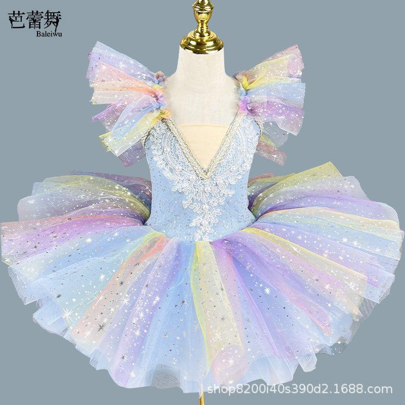 Girls Ballet Tutu Dress Stage Performance Kids Princess Costume Dance Outfit Toddler Party Skirt