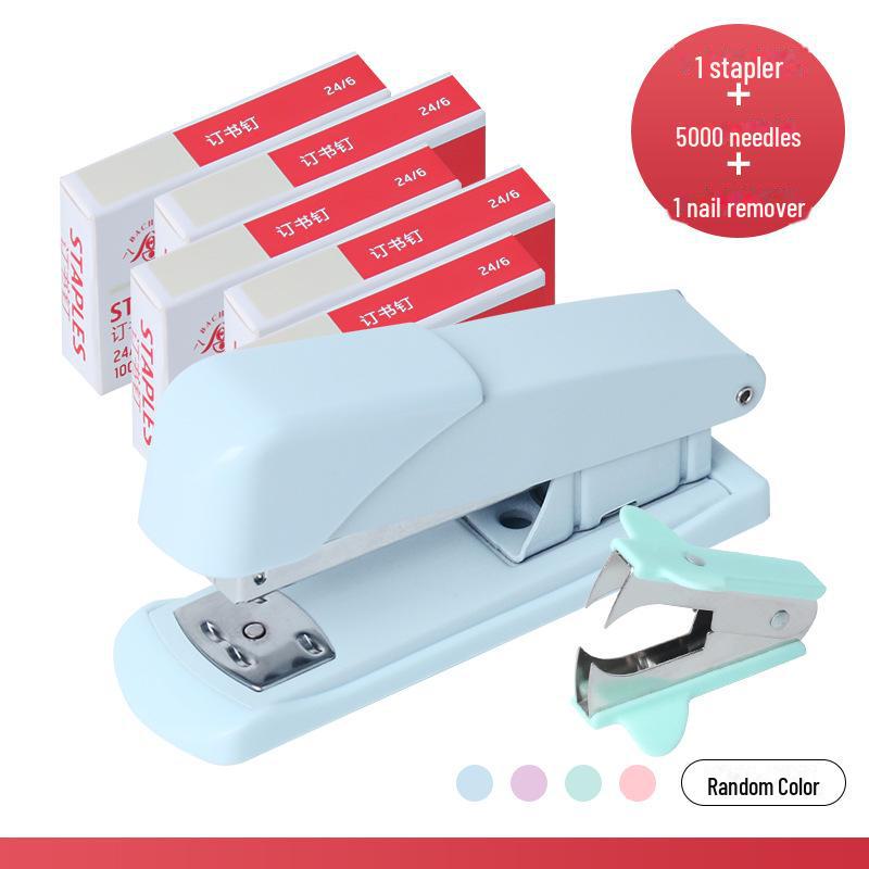 Portable Macaron Color Stapler, Labor-Saving Medium-Sized Binding Machine for Office and Stationery Needs