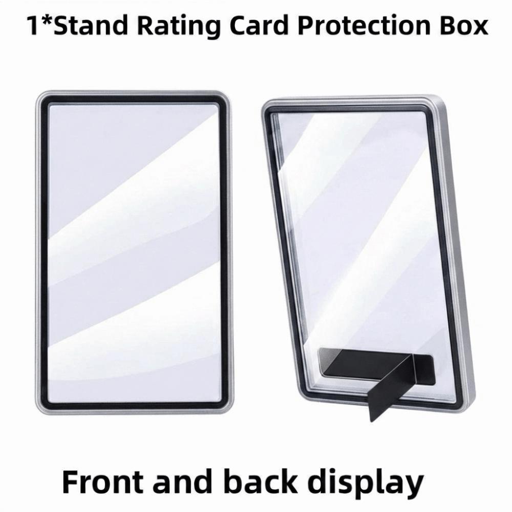 2-in-1 /CGC Graded Card Protective Box with Stand UV Protection Metal Magnetic Case Durable Double-sided Glass