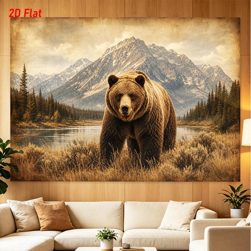 1Pc Horizontal Majestic Brown Tapestry Wall Hanging, Decorative Fabric Poster for Bedroom, Living Room, Dorm & Home Decor