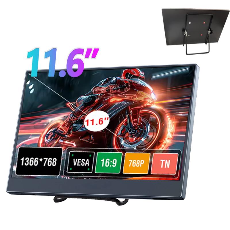 

11,6 дюймовый 768P портативный монитор IPS-панель USB-C HDMI-совместимый дорожный дисплей отверстие для кронштейна VESA для ПК ноутбука Xbox Switch