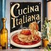 1PC Cucina Italiana Vintage Metal Tin Sign, Italian Food Wall Art, Rustic Kitchen Decor, Funny Bar Cafe Restaurant Home Decor