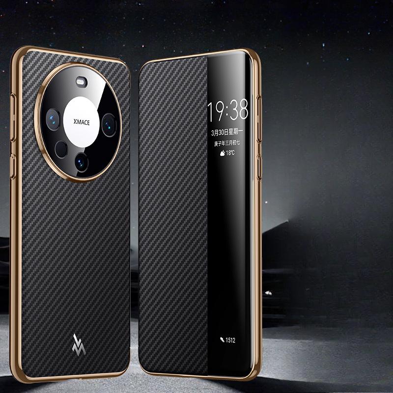 

Подходит для чехла для мобильного телефона Huawei Mate60pro, откидной, с умным окном M60, полностью закрывающий, противоударный, деловой, мужской и женский кожаный чехол Huawei Mate60