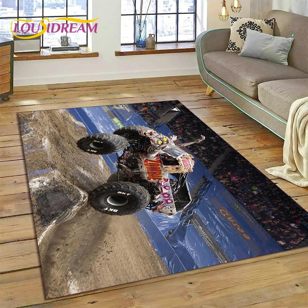 Monster Truck Monster Jam Cartoon Rug Carpet for Living Room Bedroom Home Decor,Floor Mat Non-slip Decoration for Sofa Doormat