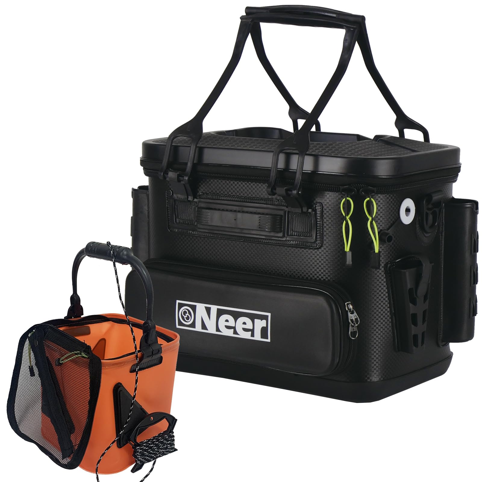 

[Lightweight, Large Capacity] Neer Buckan Tackle Box with Rod Holder and Water Bucket Tackle Bag EVA Bucket Water Bucket Fishing Large Capacity