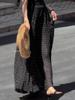 French Polka Dot High Waist Beach Dress - Black