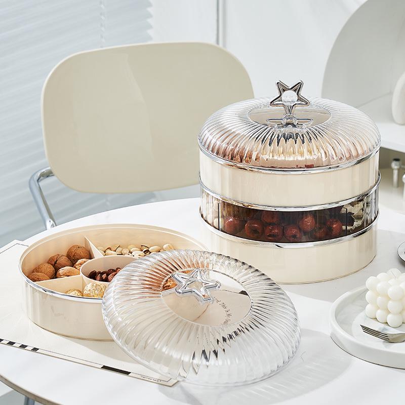 Elegant Multi-layer Fruit and Snack Box with Lid for Living Room