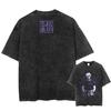 Summer New Jujutsu Kaisen Anime Unisexs Washed TShirt Cotton Gojo Satoru Pattern Harajuku YK Short Sleeves Loose Shirt